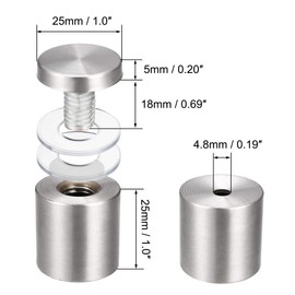 uxcell 1 Dia x 1-1/4"(25x32mm) Standoff Screws Wall Mount Sign Holders Acrylic Glass Nails 4pcs