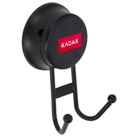 KADAX Practical Hook with Suction Cups, Steel Suction Hooks, Strong Towel Hooks Max 2 kg, Bathrobe Hooks, Kitchen Hooks, Coat Hooks (Double, Black)