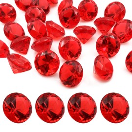 LYHLYA Gemstones for Children, Red Acrylic Diamonds, 25 mm, Decorative Diamonds, Acrylic Gemstones, Fake Gemstones for Vase Fillers, Wedding Vases, Table Decoration, Party Decorations