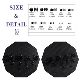 MICGIGI Men's Women's Stainless Steel Earrings 3 4 5 6 7 8 9 10 12 14 mm Round Piercing Earrings Stud Earrings Set, Stainless Steel