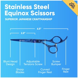 Equinox International, Professional Razor Edge Series Barber Hair Cutting Scissors, Japanese Stainless Steel Salon Scissors, 6.5” Overall Length, Fine Adjustment Tension Screw, Premium Shears