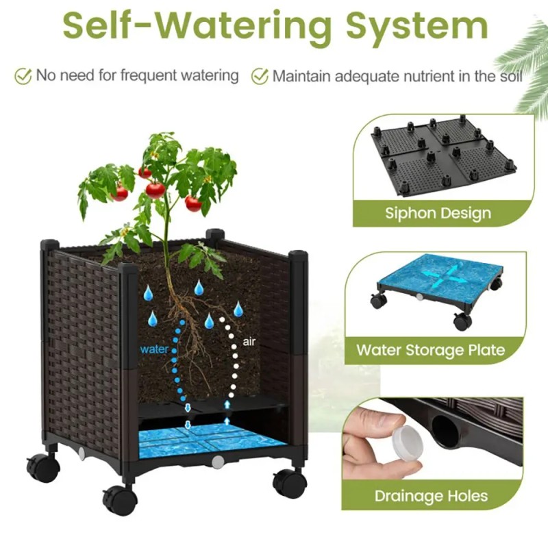 Adjustable Height 87-Inch Tall Raised Garden Bed with Lockable Wheels
