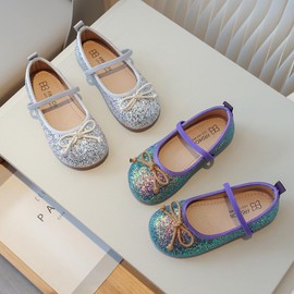 Princess Shoes Girls Toddlers Kids Glitter Mary Jane Flat Shoes Sequin Wedding Birthday Dressing up Cosplay Purple