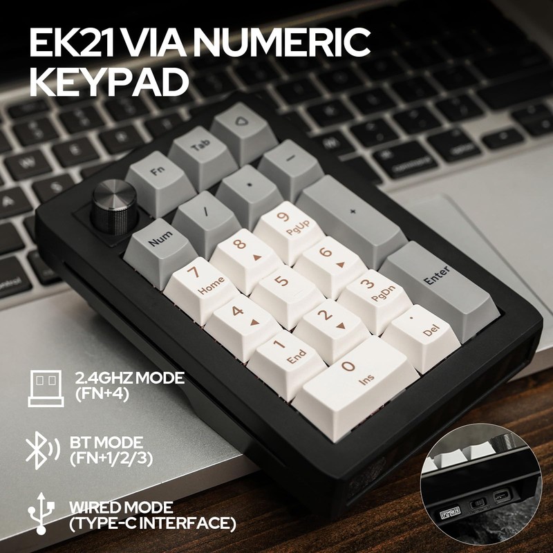 EPOMAKER EK21 VIA Gasket Number Pad with 1000mAh Battery, BT