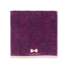 JILLSTUART 58-1520070 Rose Bouquet Towel Handkerchief, Purple, Fluffy, Cute, Ribbon, Elegant, Floral Pattern, Approx. 9.8 x 9.8 inches (25 x 25 cm)