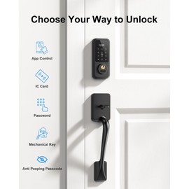 Smart Front Door Lock Set: Hornbill Keyless Entry Door Lock Deadbolt with Handle, Digital Keypad Smart Home System, Auto-Lock, Easy Install, Matte Black
