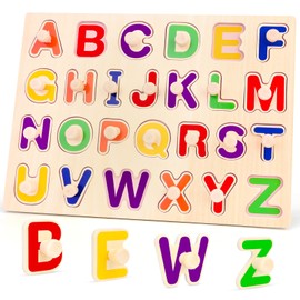 Jumlys Montessori Toys for Toddlers 1, 2, 3 Year Old, Wooden Alphabet Puzzles for Kids 1-3, Early Learning & Educational ABC Puzzle Toys, Perfect Christmas Birthday Gifts for Boys & Girls Age 1-3