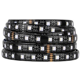 BTF-LIGHTING 5050 RGBW RGB+Cool White(6000K-7000K) 4 Colors in 1 LED 5m 16.4ft 60LEDs/m Multi-Colored LED Tape LightsIP65 Silicone Waterproof Black 12mm PCB DC24V for Bedroom Kitchen Home Decoration