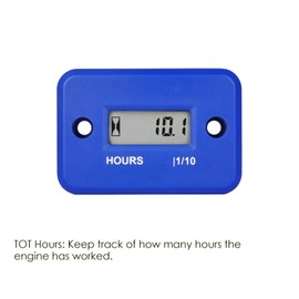 Jayron Digital LCD Inductive Hour Meter Hourmeter Waterproof for Marine Boat SnowBlower Inverter Generator Lawn Mower and Small Gas Engine(HM006A-M5, Blue)