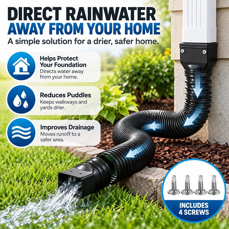 Retractable Downspout Extension for Rain Gutters – Adjustable Drainage Extender