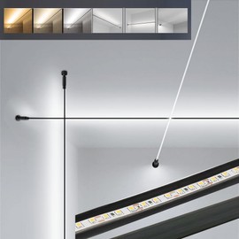 Liudefa Skyline Steel Strip Light Linear Wall Lamp Strip Family Decoration Steel Bar Villa Aisle Bar DIY Length LED Light Cutting Slim Sconce for Wall Ceiling Floor Lighting,4000K Black 158Inch