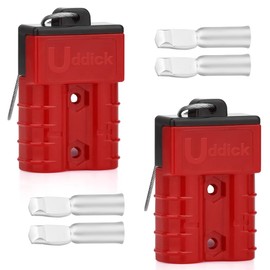 Uddick 2PCS 50A 6-10 Gauge Battery Cable Quick Connect/Disconnect Connector Plug Kit with Wire Harness Dust Cover (Red 10AWG)