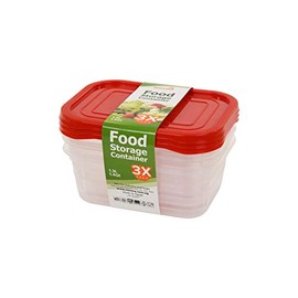 Mintra Home Storage Containers - 6 Piece (3 Containers/3 Lids) (Red, 1.3 Liter)