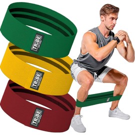 Tribe Lifting Fabric Resistance Bands for Exercise - Hip Bands for Working Out Legs, Glutes, Knees and Thighs for Men and Women - Cloth Circle Booty Bands for Physical Therapy (Multicolor)