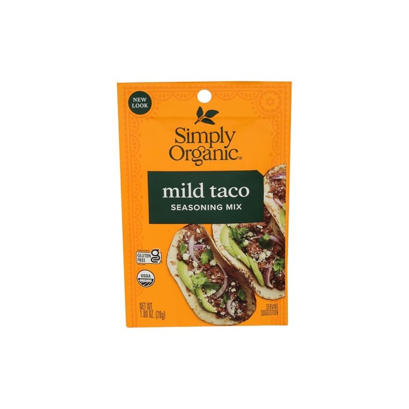 Simply Organic Mild Taco Seasoning, Certified Organic, Vegetarian, 1 Oz