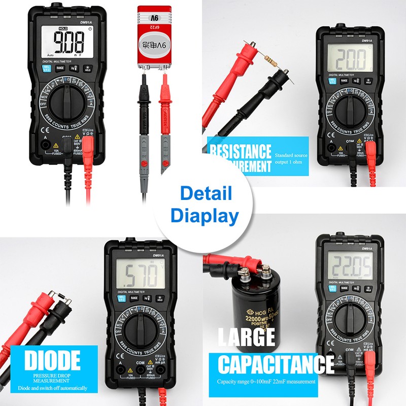 DM91A High Precision Mini Digital Multimeter 9999 Counts Tester Multi