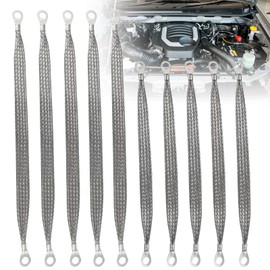 10Pcs Universal Automotive Ground Straps, 10&12 inch Braided Ground Strap Engine Ground Wire Straps for Most Cars