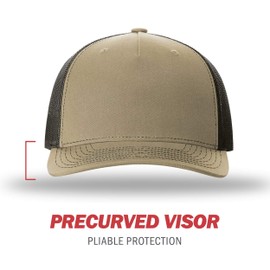 Richardson Unisex 112 Trucker Adjustable Snapback Baseball Cap, Split Khaki/Coffee, One Size Fits Most