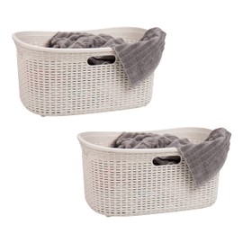 Mind Reader Basket Collection, Laundry Basket, 40 Liter (10kg/22lbs) Capacity, Cut Out Handles, Ventilated, Set of 2, 23"L x 14.5"W x 11"H, Gray