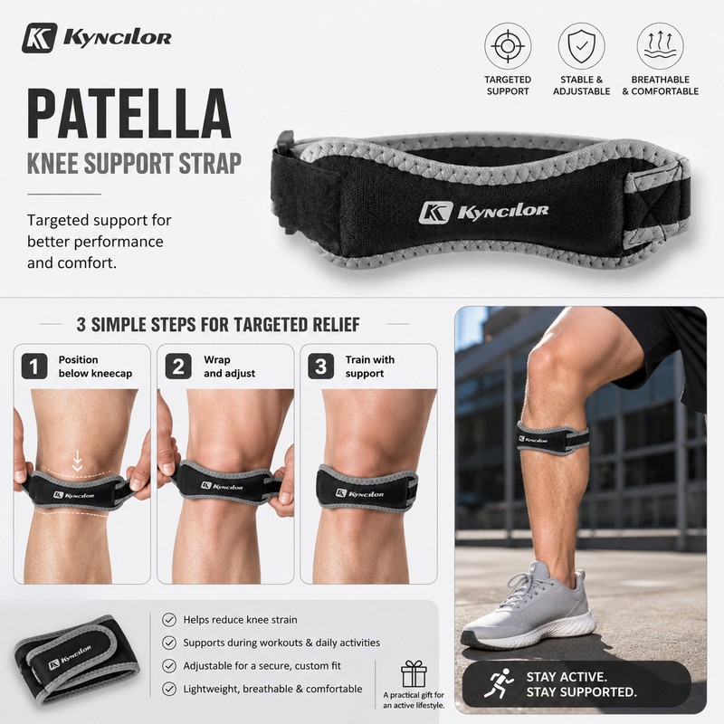 Adjustable Patella Knee Strap for Sports Support – Compression Tendon