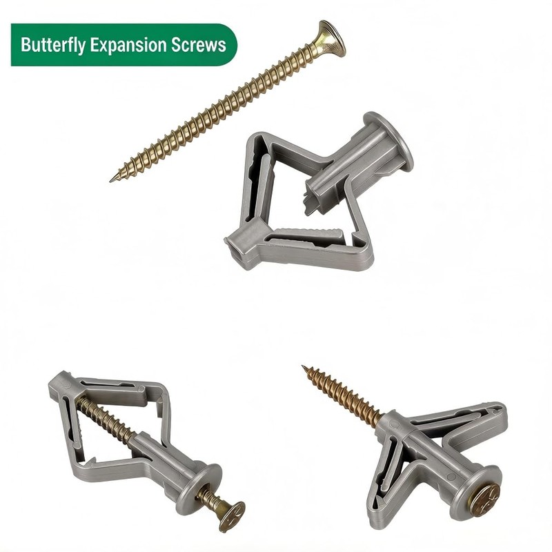 Hollow Wall Anchors for Drywall, Plastic Butterfly Kit with Screws,