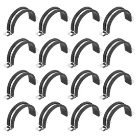 uxcell 16Pcs 44mm/1.73Inch Cable Clamps, 304 Stainless Steel Rubber Cushioned U-Tube Strap Clamp Metal Tube Holder for Pipe, Wiring Fixing