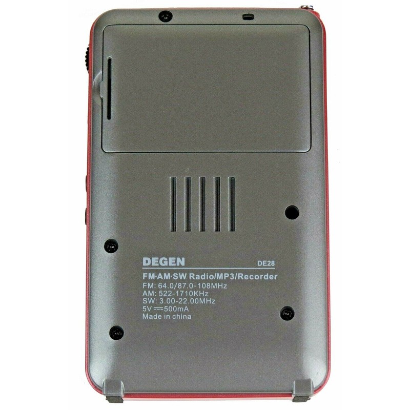 DEGEN DE28 Rechargeable AM FM ShortWave Radio Voice Recorder MP3