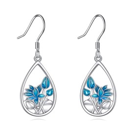 POPLYKE Lotus Flower/Daisy/Tulip/Mountain/Snowflake/Wheat/Sunflower/Butterfly Earrings for Women Sterling Silver Celtic Knot Jewerly Gifts for Girls, Sterling Silver, No Gemstone