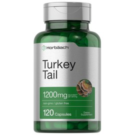 Turkey Tail Mushroom Capsules | 1200mg | 120 Count | Non-GMO and Gluten Free Extract | by Horbaach