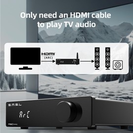 S.M.S.L A50 Pro Amplifier,LPF&HPF,2.1 Channel Audio Amplifier,100W Bass Output Power, HiFi Bluetooth 5.0 Stereo Audio Amplifier,Supports HDMI (ARC),Passive Subwoofer,MA12070P*2 Chip