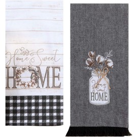 Kay Dee Designs Farmhouse Home Sweet Home Terry & Tea Towels, Set of 2 Farmhouse Rustic Kitchen Towels for Farmhouse Kitchen Decor Towels, Kitchen Hand Towels, Baking Cooking & Cleaning.