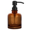 Thick Amber Glass Jar Soap Dispenser with Matte Black Stainless