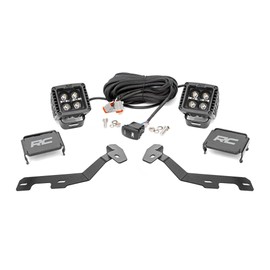 Rough Country Dual 2" LED Ditch Light Kit with White DRL for Ram 1500 (2019-2025) Truck - 40W Spot Beams, 3600 Lumen, Waterproof Off-Road Lighting Upgrade