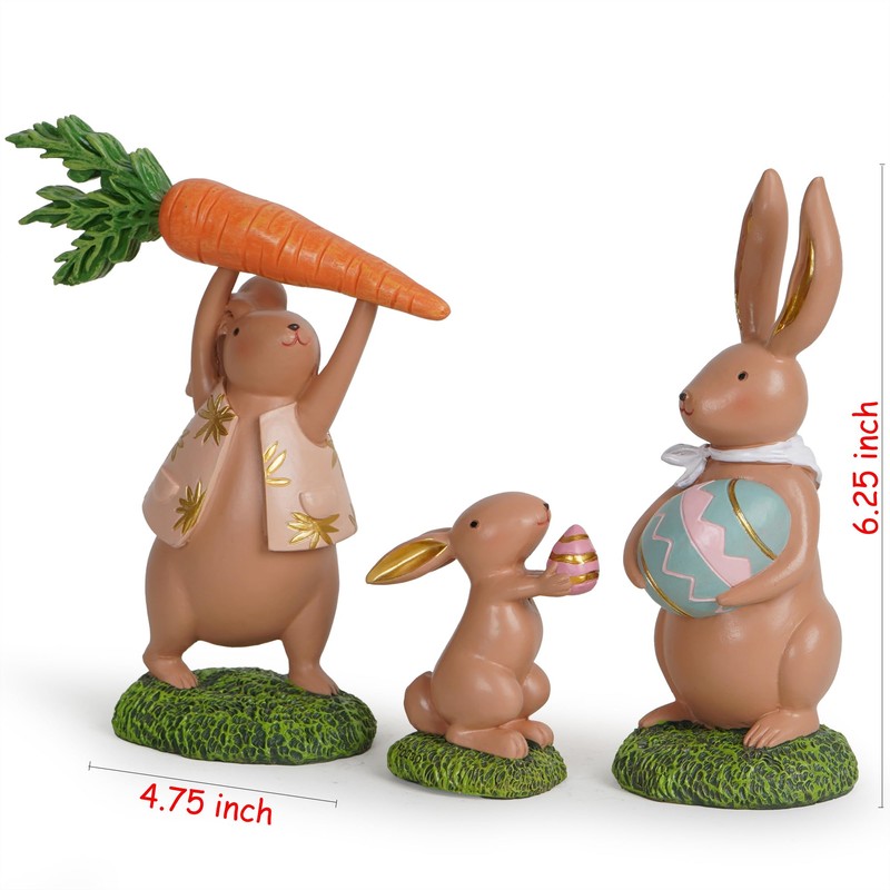 Hodao 3 PCS Easter Bunny Family Decorations Spring Easter Rabbit