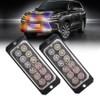 Teguangmei Emergency Strobe Lights,2 x 12LED Super Bright Red/Amber/Blue/White Flashing