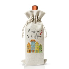 Housewarming Gift Wine Bag, I Wish You Lived Next Door, Housewarming Party Decoration, New Home House Apartment Gift Ideas, Wine Bag for Wine Bottle Gift, House Accessory for Home, Hostess Gift