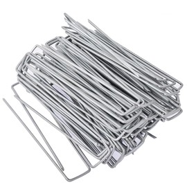 LiGuVCY 6 inch 500 Pack Galvanized Landscape Staples, 11 Gauge Plant Cover Stakes Hot-dip Galvanized Garden Stakes, U Shaped Sod Pins for Anchoring Decoration Landscaping Fabric Irrigation Tubing