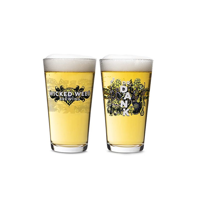 Wicked Weed Dr. Dank Beer Pint Glass - Set of