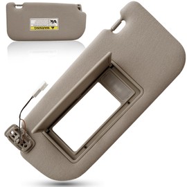 Sun Visor with Mirror Fit for KIA SPORTAGE 2.0L & 2.7L 2005-2010 Replace 85201 1F210LX, 85201-1F201LX, 85201-1F201-LX (Left Driver Beige(with Light))