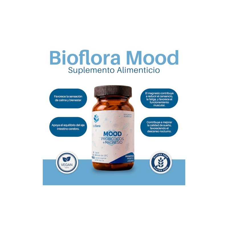 Probióticos y Prebióticos Citrato y Glicinato de Magnesio BIOFLORA Mood
