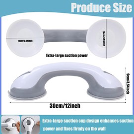 Rxsdeni Grab Bars for Bathtubs and Showers, Shower Foot Rest for Wall, 12 Inch Shower Handle for Shower Chair, Bathroom Grab Bar for Senior (Grey White)