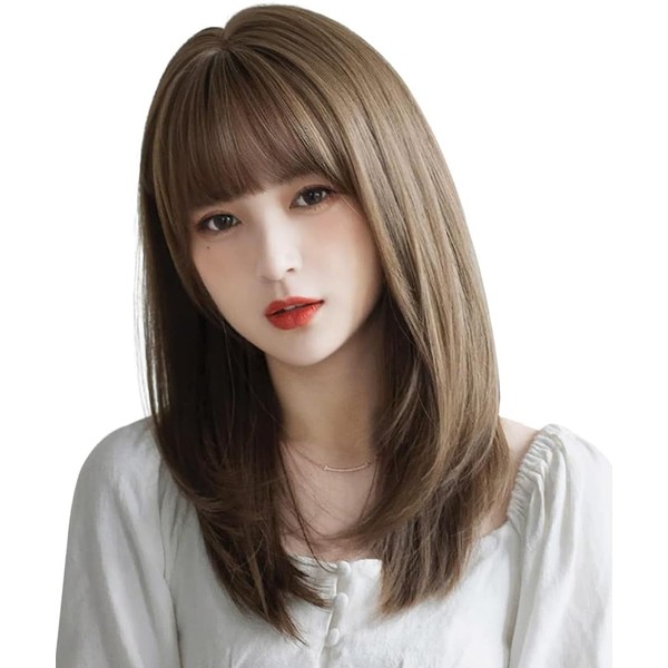 Vigorous Wig, Semi-Long, Straight, Medium Wig, Small Face Effect, Small