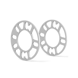 GAsupply Wheel Spacer 0.2 inch (5 mm) Thickness, 4 Holes, 5 Holes, P.C.D. 98-114.3 Aluminum, Silver (Set of 2)