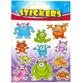 12 Sheets of Monster Space Alien Stickers - each sheet has 11 stickers by Playwrite