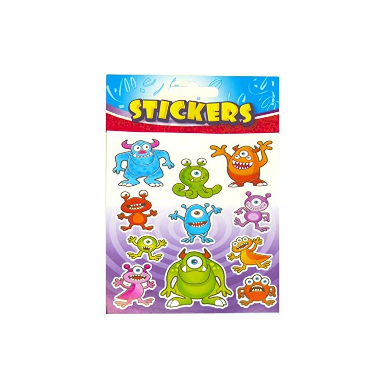 12 Sheets of Monster Space Alien Stickers - each sheet