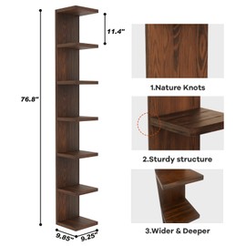LitaEther Lack Wall Shelf,Display Floating Shelf (Solid Wood, 7 Tier)