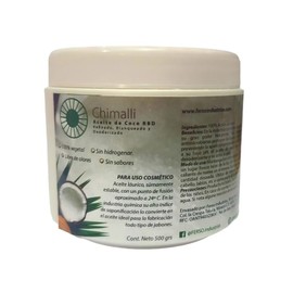 1/2kg Aceite de Coco Orgánico RBD Chimalli | Refinado, Blanqueado y Desodorizado | Uso Cosmético y Jabones | Sin Olor, Sin Sabor, Vegano, Cruelty Free, Sin Parabenos (1/2 Kg)