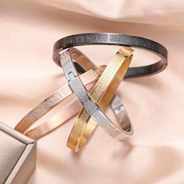 Leaocean AYATUL KURSI Islamic Jewelry Bracelets Stainless Steel Openable Bangles Arabic Calligraphy Islamic Faith Gifts Messager Islamic Calligraphy Muslim Men Jewelry Bracelets Gift for Women (1 Steel color 1 Black)