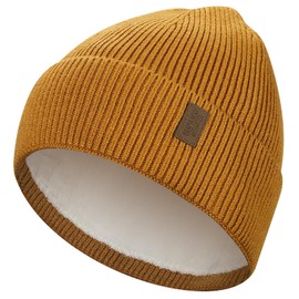 Supaico Winter Beanie Hat for Men Women Fleece Lined Knit Beanie Soft Cuffed Thick Warm Beanie Hats Unisex, Caramel, One Size