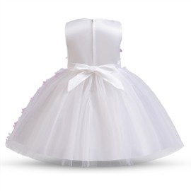 Nileafes Flower Girl Party Wedding Butterfly Dress Little Girls Bowknot Princess Pageant Gown Size 5Y (4-5 Years,069-White)